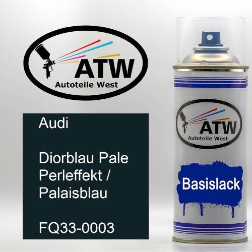 Audi, Diorblau Pale Perleffekt / Palaisblau, FQ33-0003: 400ml Sprühdose, von ATW Autoteile West.